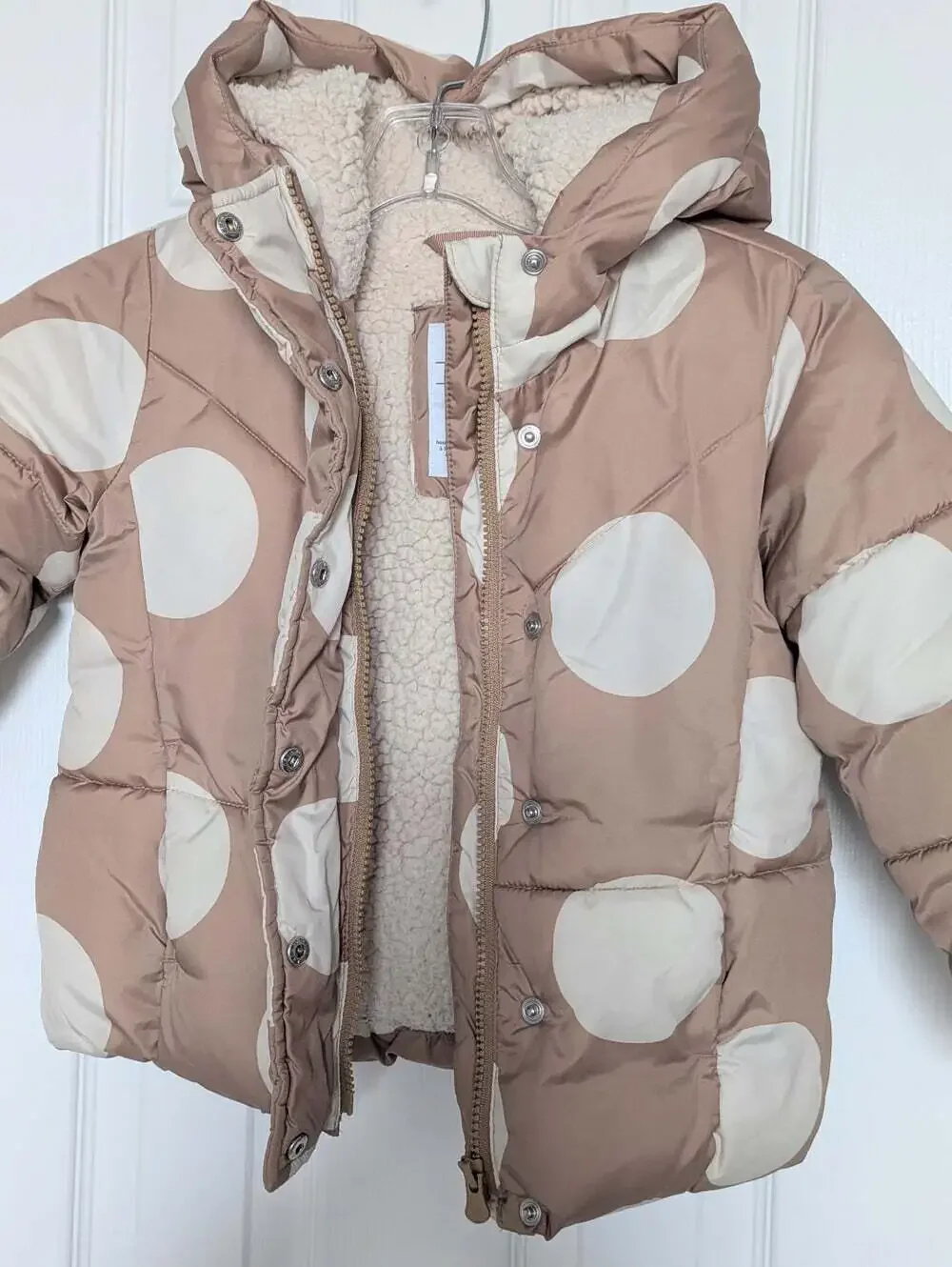 GAP Girls' (Size 5) Sherpa-Lined Puffer Jacket w/Hood